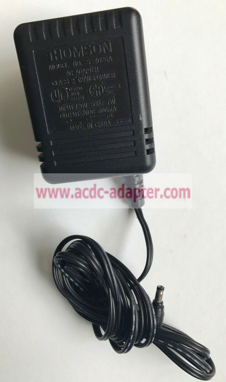 New Thomson 5-4026A 3V 600mA AC Adapter Power Supply - Click Image to Close